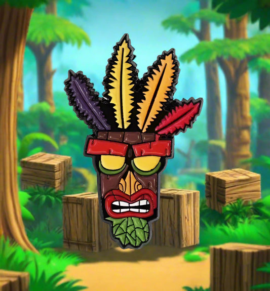 Aku Aku Tiki Mask Pin Badge