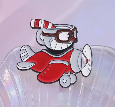 Cuphead and Mugman Flying Pin Badge PAIR
